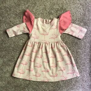 Kate Quinn Pink Flamingo Print BabyDress 3-6 months